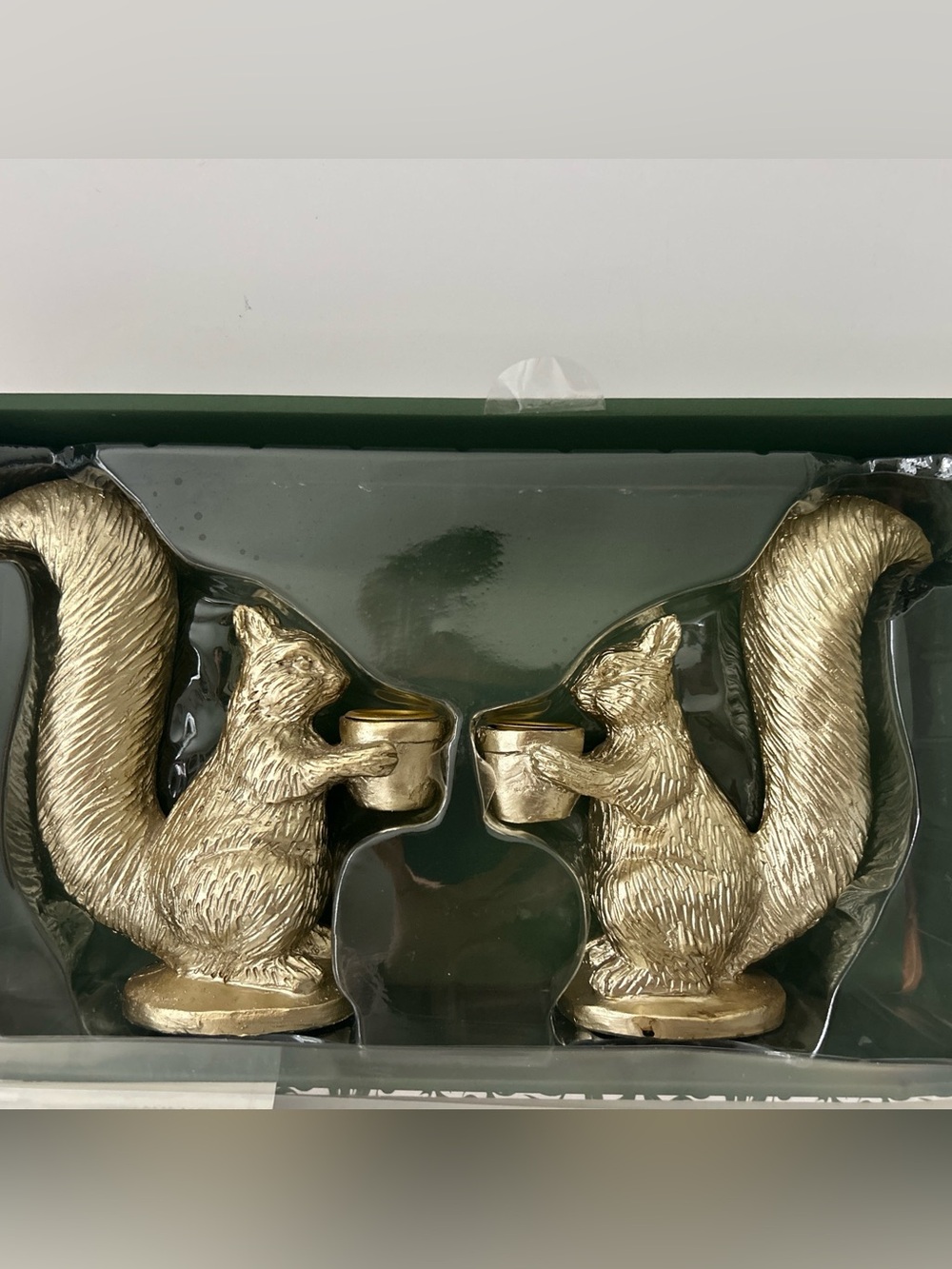 Thanksgiving Golden Squirrel Candle Holder Set Home Accent Decor Fall Autumn